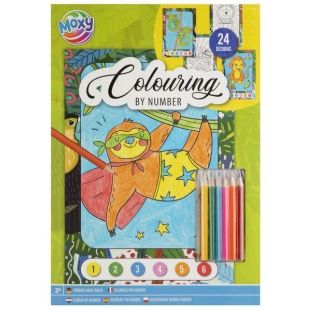 Obrázek z Malování podle čísel pastelkami - lenochod, 24l+pastelky 